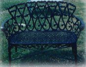 cast aluminum hearts design settee