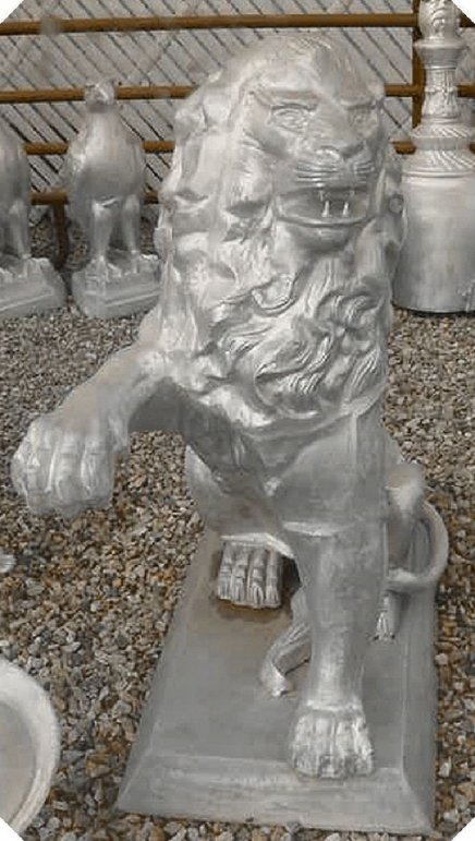 cast lion statue