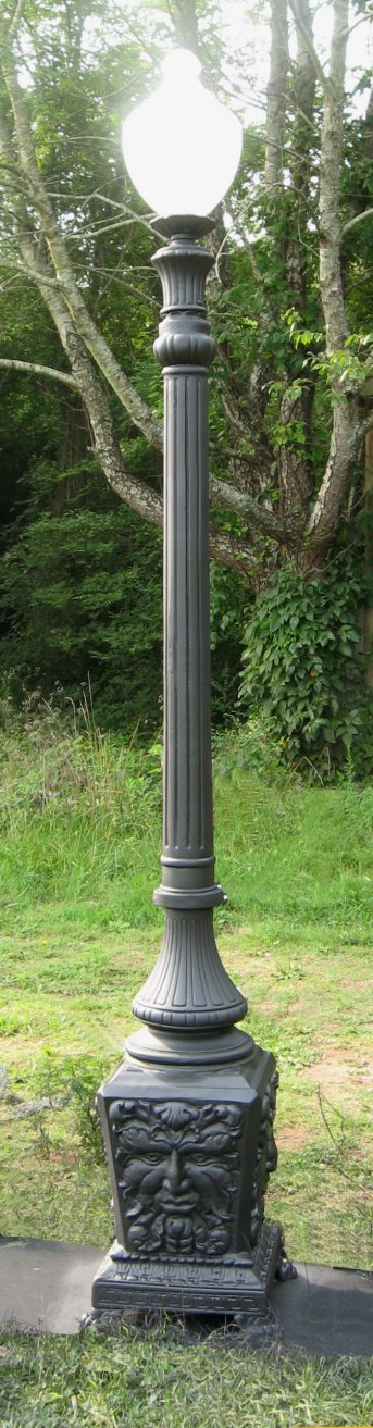 cast aluminum street lamp on poseidon base with black finish