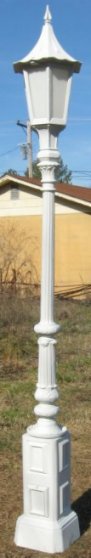 aluminum balboa street lamp made from aluminum castings with white urethane finish